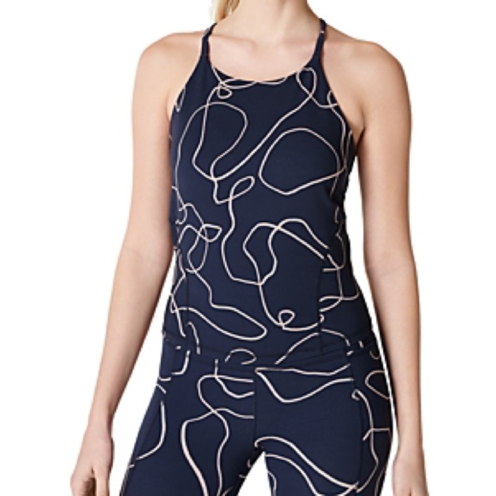 sweaty betty blue line flow print super soft tank